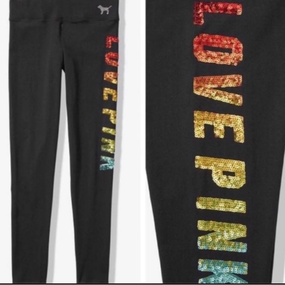 Victoria’s Secret Pink Rainbow Ombre bling leggings M NWT